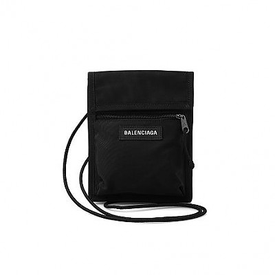 BALENCIAGA-532298 발렌시아가 블랙 스몰 웨이브 로고 자수 파우치 스트랩 백