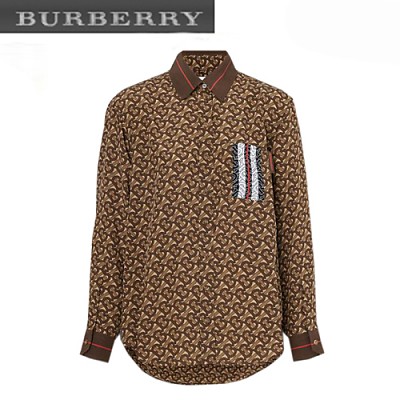 BURBERRY-80181271 버버리 모노그램 스트라이프 프린트 실크 오버사이즈 셔츠