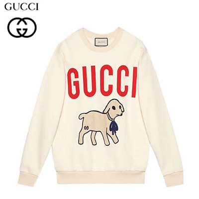 GUCCI-469250 9025 구찌 화이트 코튼 구찌 패치 장식오버사이즈 스웨트셔츠