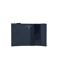 PRADA-2NH005 프라다 블랙 사피아노 가죽 파우치
