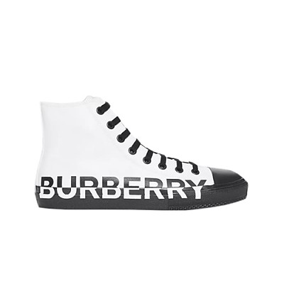 BURBERRY-80163021 버버리 로고 프린트 개버딘 하이톱 스니커즈