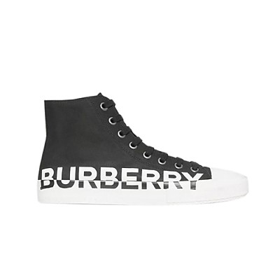 BURBERRY-80163021 버버리 로고 프린트 개버딘 하이톱 스니커즈