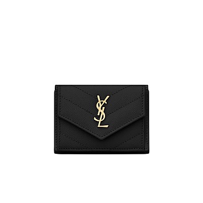 [스페셜오더]SAINT LAURENT-505118 생 로랑 블랙 마틀라세 은장 모노그램 티니 월릿