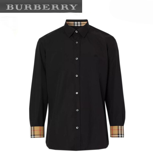 BURBERRY-80087061 버버리 블랙 스트레치 포플린 셔츠