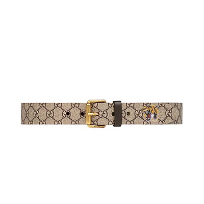 GUCCI-434520 8692 구찌 Web Snake 스네이크 프린트 GG 수프림 캔버스 남성용 벨트 