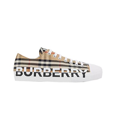 BURBERRY-80182751 버버리 블랙 빈티지 체크 로고 프린트 개버딘 스니커즈