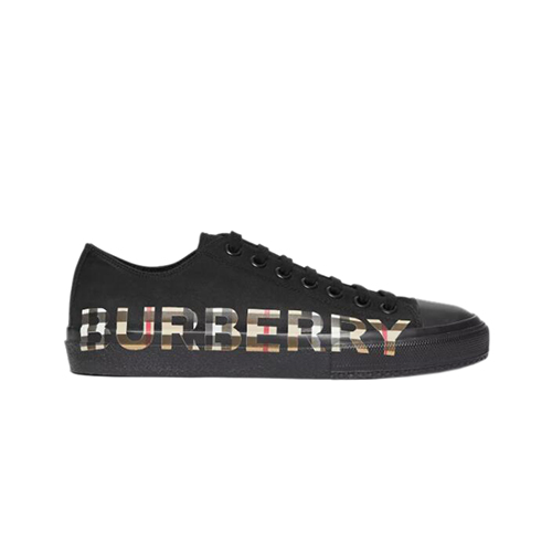 BURBERRY-80182751 버버리 블랙 빈티지 체크 로고 프린트 개버딘 스니커즈