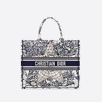 DIOR-디올 에크루/그레이 Oblique 자수 Dior Book Tote 라지 토트백 42cm - M1286ZRIW_M20I