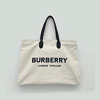 [스페셜오더]BURBERRY-8009268 버버리 블랙 로고 디테일 코튼 토트백