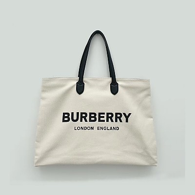 [스페셜오더]BURBERRY-8009268 버버리 블랙 로고 디테일 코튼 토트백