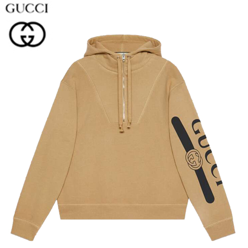 GUCCI-627079 2101 구찌 카멜 구찌 로고 프린트 후드 스웨트셔츠 남여공용