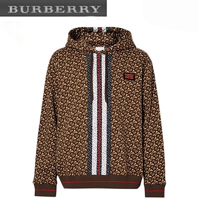 BURBERRY-80182411 버버리 브라운 모노그램 스트라이프 프린트 후디