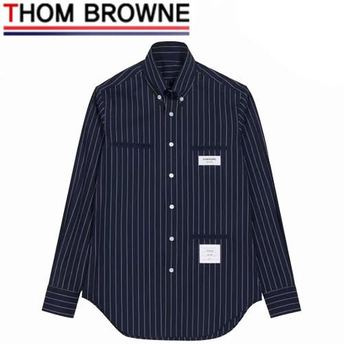 THOM BROWNE-082710 톰 브라운 네이비 스트라이프 장식 셔츠 남성용