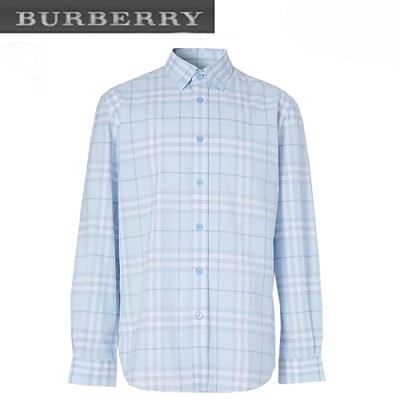 BURBERRY-80258491 버버리 더스티 블루벨 체크 포플린 셔츠