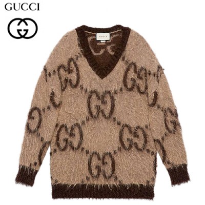 GUCCI-635160 2254 구찌 베이지/브라운 리버서블 GG 모헤어 울 가디건