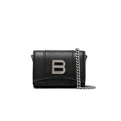 [스페셜오더]BALENCIAGA-6360911 #발렌시아가이미테이션 블랙 아워글래스 크로커다일 엠보싱 미니 체인 지갑