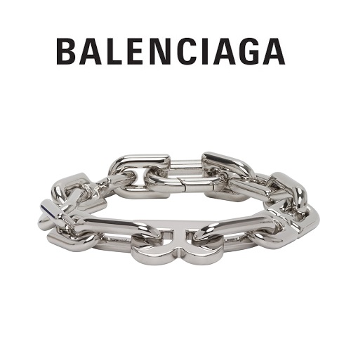 BALENCIAGA-599334 발렌시아가 실버 메탈 B 로고 체인 여성용 팔찌 / 브레이슬릿