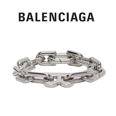 BALENCIAGA-599334 발렌시아가 실버 메탈 B 로고 체인 여성용 팔찌 / 브레이슬릿