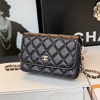 [스페셜오더]CHANEL-AP1649 샤넬 그린 캐비어 골드 메탈 WOC 미니 체인 지갑