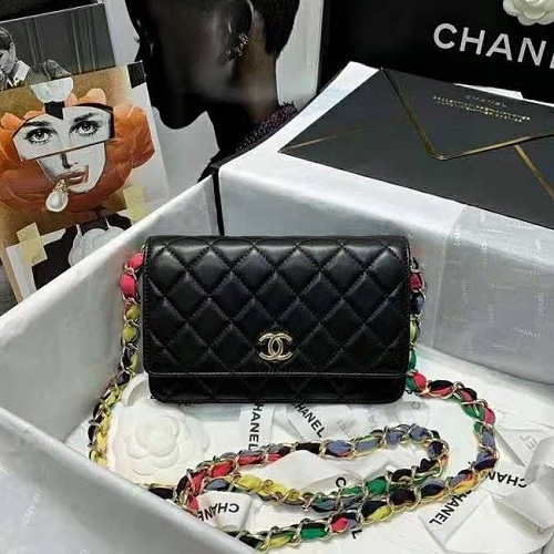 [스페셜오더]CHANEL-AP2022 샤넬 블랙 램스킨 CC로고 리본 체인 지갑