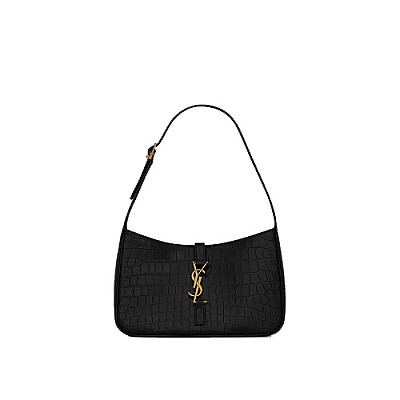 SAINT LAURENT-657228 생 로랑 그린 크로커다일 엠보싱 LE 5 À 7 스몰 호보 백 23cm