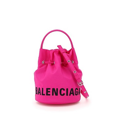 [스페셜오더]BALENCIAGA-619458 발렌시아가 블랙&화이트 WHEEL XS 드로스트링 버킷 백