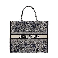 DIOR-디올 에크루/그레이 Oblique 자수 Dior Book Tote 라지 토트백 42cm - M1286ZRIW_M20I