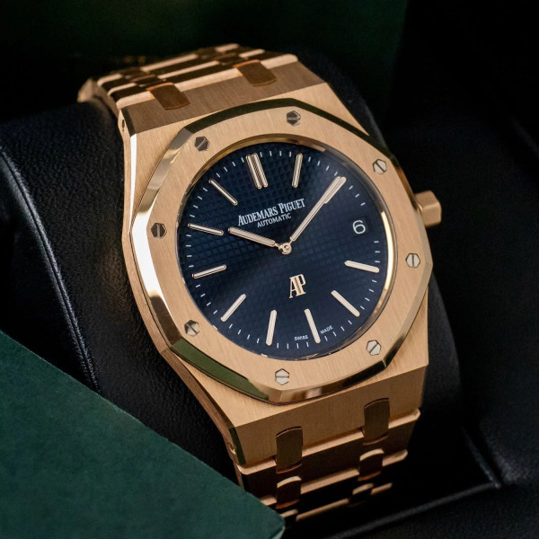 [ZF]AP-오데마피게 로얄 오크 JUMBO 엑스트라-씬 18K 핑크골드 블루 39mm 1:1 Best Edition-15202OR