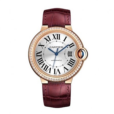 [스페셜오더]Cartier-까르띠에 발롱 블루 드 스틸 핑크다이얼 가죽스트랩 레이디스 워치36mm