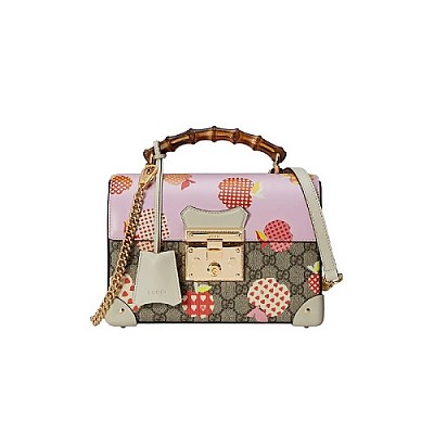 [스페셜오더]GUCCI-603221 8646 구찌 차이니스 발렌타이 데이 [패들락] GG 애플 프린트 스몰 밤부 숄더백