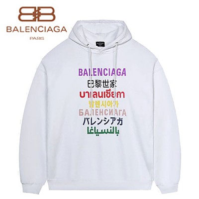 BALENCIAGA-08257 발렌시아가 화이트 프린트 장식 후드 티셔츠 남여공용