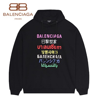 BALENCIAGA-08258 발렌시아가 블랙 프린트 장식 후드 티셔츠 남여공용