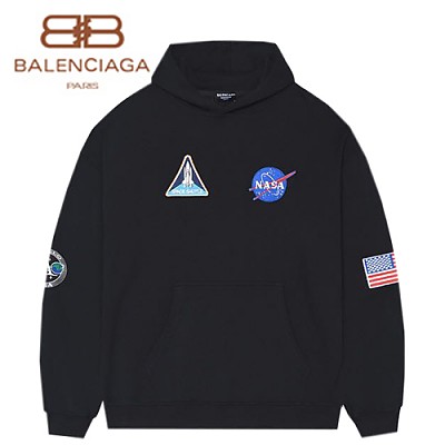 BALENCIAGA-651799 발렌시아가 화이트 SPACE BOXY 후드 티셔츠 남여공용