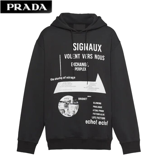 PRADA-UJL185 프라다 블랙 프린트 플리스 스웻셔츠 남여공용