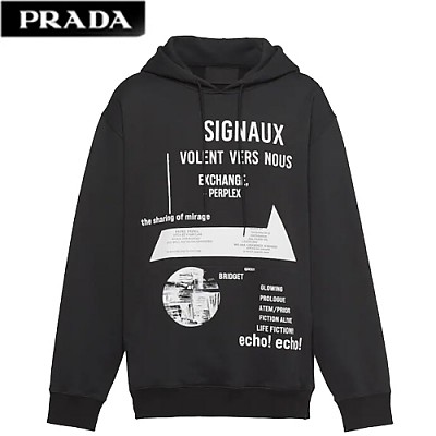 PRADA-UJL185 프라다 블랙 프린트 플리스 스웻셔츠 남여공용