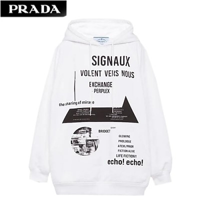 PRADA-UJL185 프라다 블랙 프린트 플리스 스웻셔츠 남여공용