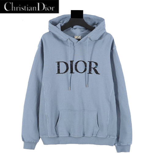 DIOR-10191 디올 블루 DIOR 아플리케 장식 후드 티셔츠 남여공용