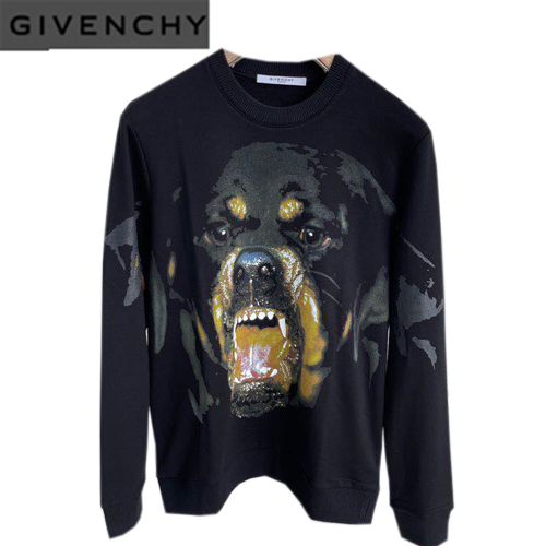 GIVENCHY-102610 지방시 블랙 도그 프린트 장식 스웨트셔츠 남성용