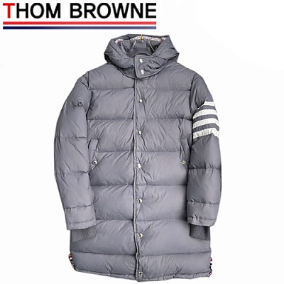 THOM BROWNE-10289 톰 브라운 그레이 나일론 스트라이프 장식 롱 패딩 남성용