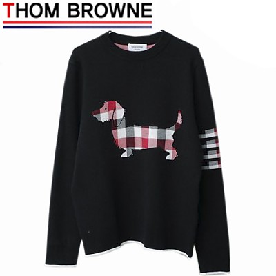 THOM BROWNE-111212 톰 브라운 그레이 체크 무늬 디테일 스웨터 남여공용