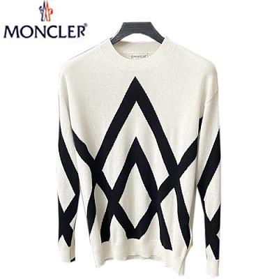 MONCLER-111610 몽클레어 화이트/블랙 니트 코튼 스웨터 남성용