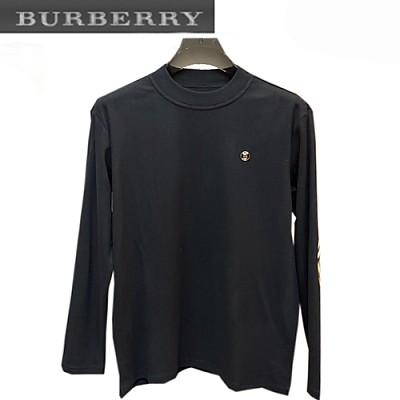 BURBERRY-12097 버버리 그레이 메탈 로고 장식 긴팔 티셔츠 남성용