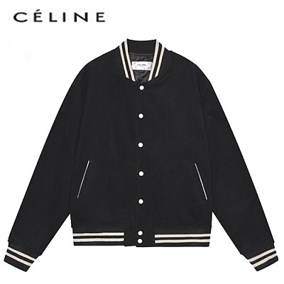 CELINE-12209 셀린느 블랙 울 아플리케 장식 베이스볼 쟈켓 남여공용