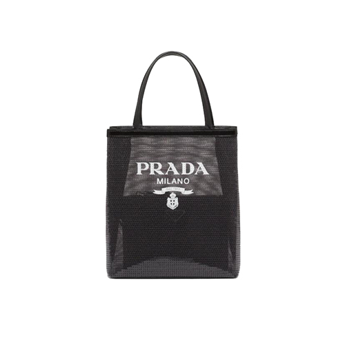 [스페셜오더]PRADA-1BG417 프라다 블랙 시퀸 메쉬 스몰 토트 백