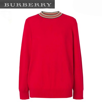 BURBERRY-80484281 버버리 블랙 스트라이프 디테일 캐시미어 스웨터