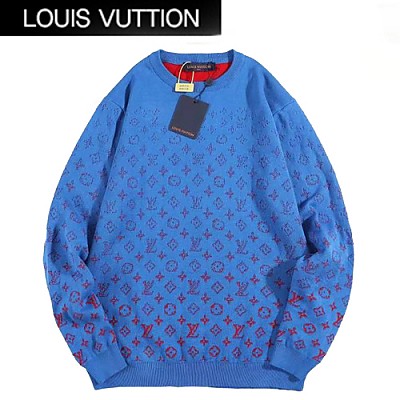 LOUIS VUITTON-01036 루이비통 블루 니트 코튼 모노그램 스웨터 남여공용