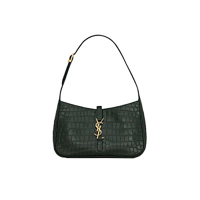 SAINT LAURENT-657228 생 로랑 블랙 크로커다일 엠보싱 LE 5 À 7 스몰 호보 백 23cm