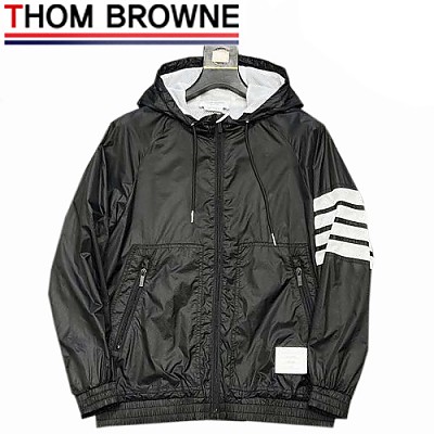 THOM BROWNE-02112 톰 브라운 네이비 스트라이프 장식 바람막이 후드 쟈켓 남성용