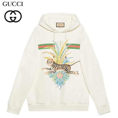 GUCCI-615061 9095 구찌 오프화이트 타이거 인터로킹 G 후드 스웨트셔츠 남여공용