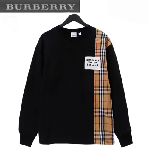 BURBERRY-11307 버버리 블랙 체크 무늬 디테일 스웨트셔츠 남성용